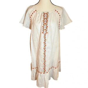 Madewell lighthouse embroidered floral linen shift dress Woman’s Size Small Boho